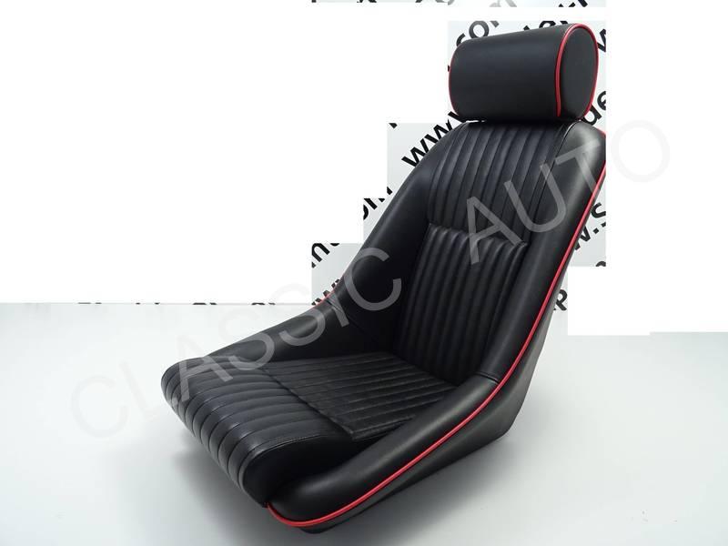 Sitzbezüge Schwarz mit roter Naht Komplettsatz Kunstleder